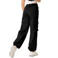 thumbnail image 6 of Women's Wide Leg High Waisted Multi Pocket Loose Fit Cargo Trousers, Utility Straight Leg Pants, Casual Military Style Pants for Women with Drawstring,Black,2XL, 6 of 7