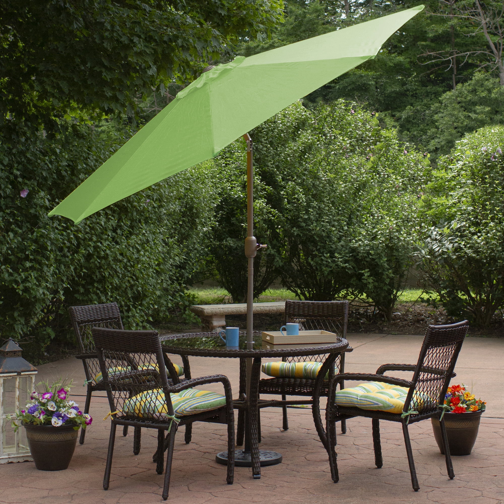 Northlight 9ft Outdoor Patio Market Umbrella with Hand Crank and Tilt, Lime Green