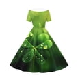 thumbnail image 3 of EGNMCR Robe à Manches Courtes à Col en V Robe Imprimée de la Saint-Patrick pour Filles Robe Extensible à Manches Courtes Robe Trapèze Tournoyante Patineuse Récital d'École Robe à Manches Courtes à Col Rabattu Robe pour Fille Robe en Polyester, 3 of 6