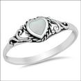 thumbnail image 4 of CHOOSE YOUR COLOR Vintage Heart Simulated Mother of Pearl Ring .925 Sterling Silver Band Female Size 6, 4 of 4