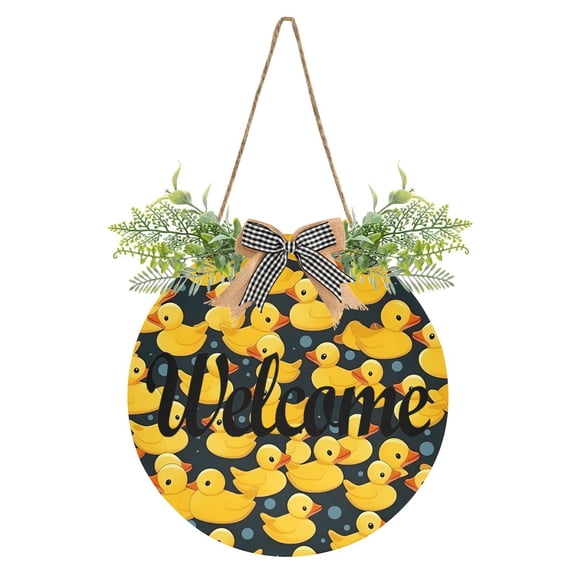 Ducks Toy Welcome Sign for Front Door Wreath Door Sign for Farmhouse Porch Decoration Indoor Outdoor