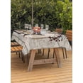 thumbnail image 3 of Outdoor Tablecloth with Umbrella Hole for Patio/Picnic/Party/Camping, Texas Star Vintage Waterproof Table Cloth Rectangle Table Cover Washable, Brown Retro Berry Beige Wooden Branches (60"x 120"), 3 of 8