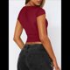 thumbnail image 5 of Camisetas Sin Mangas para Mujer, de Verano, con Cuello en V, para Salir, con Encaje Fruncido, Camisetas Casuales de Moda. Vino Tinto L, 5 of 6