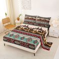 thumbnail image 2 of Erosebridal Rustic Farmhouse Aztec Full Size Sheets, Western Cowboy Bed Sheets, Teal Pink Black, 4pcs 1 Flat Sheet, 1 Fitted Sheet and 2 Pillowcases, 2 of 5
