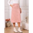 thumbnail image 2 of DARING DIVA Women's Faux Suede A Line Midi Skirt with Pockets Large Dusty Pink, 2 of 7