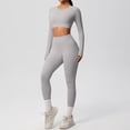 thumbnail image 2 of Afdoent Womens Workout Set Solid Color Breathable Workout Yoga Long Sleeve And Pants For Fitness Running Exercise Activewear Outfit Track Suits, 2 of 5