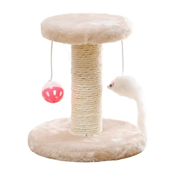 jinwen Cat Scratch Post Cat Post with Ball Toy Cat Exercise Plaything with Toy Ball Pet Beige
