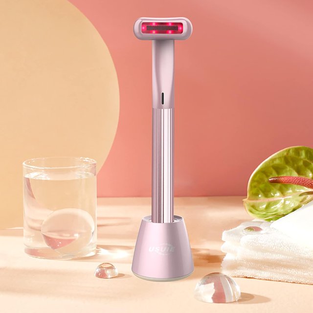 4 in 1 Facial Wand, Red Light Therapy for Face and Neck, Facial Tools - Pink