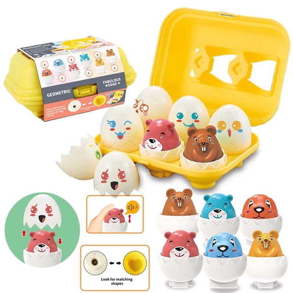 Egg Toddler Toys,Montessori Geometric Egg Shape Sorter Toys Preschool Learning Educational Color Sorting & Eggs Puzzles Matching Games Fine Motor Toy for Boys Girls Ages 1-3(6PCS)