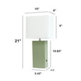 thumbnail image 4 of Lalia Home Lexington 21" Leather Base Modern Home Décor Bedside Table Lamp with USB Charging Port for Living Room, Bedroom, Entryway, Foyer, or Office with White Rectangular Fabric Shade, Sage Green, 4 of 7