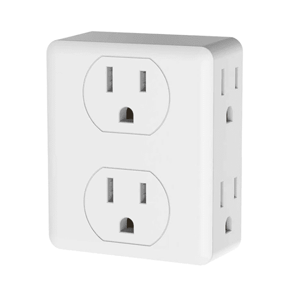 HITRENDS 6 Electrical Outlets Adapter, Ideal for Cruise Ship Home Office Dorm, White
