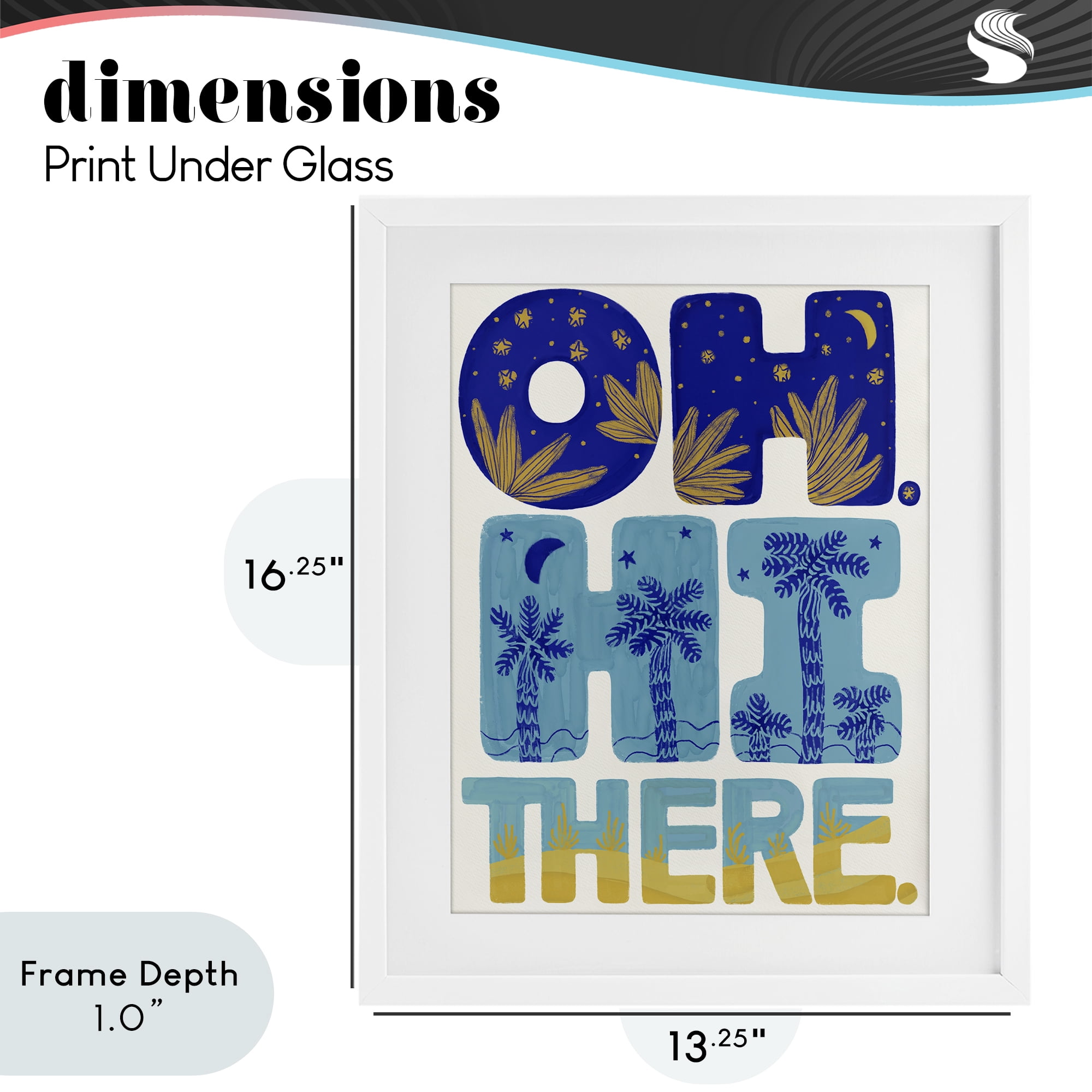 Stupell Industries Oh Hi There Tropical White Framed Print Under Glass, design by Connie Summers