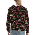 thumbnail image 7 of Lsque Red Chili Pattern Casual Women's Hoodie,Hooded Sweatshirt with Kangaroo Pocket,Pullover Hoodie with Eye-catching Drawstrings-Small, 7 of 7