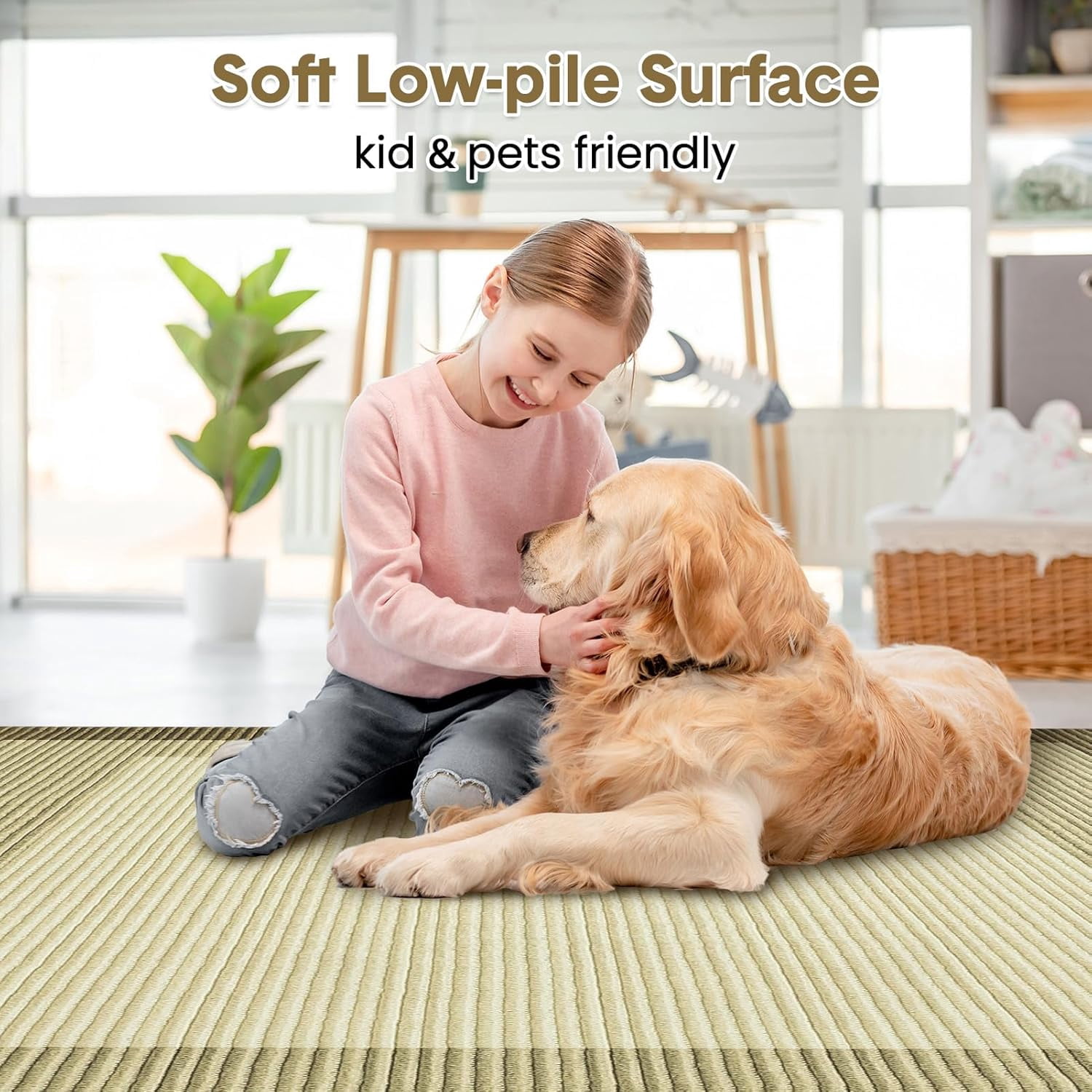Area Rug 10x13 Modern Neutral Solid Large Machine Washable Rug for Living Room, Non-Slip Non Shedding Bordered Soft Carpet, Low Pile Foldable Printed Rug for Bedroom, Dining Room, Brown