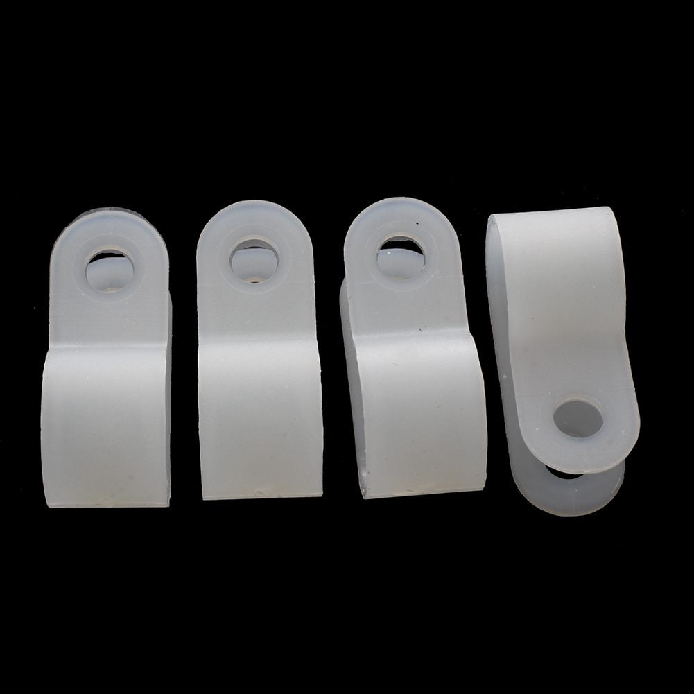 100 Pcs White Plastic C Clamp Fastener for 10mm Cable Wire Hose X2A9 