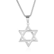 Crucible Jewelry Men's Large Star of David Polished Stainless Steel Necklace - 24"