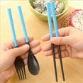 thumbnail image 5 of 3PCS Plastic Silverware Folding Utensils Set Forks Spoon Chopstick Travel Cutlery with Storage Box for Camping Travel Survival，yellow, 5 of 5