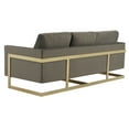 thumbnail image 6 of LeisureMod Lincoln 83" Modern Velvet Upholstered Sofa Couch, Luxury Comfortable 3-Seat Sofa with Gold Metal Steel Frame, Seating Set for Indoor Living Room, Lounge & Office, Dark Grey, 6 of 7