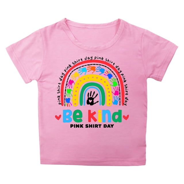 MEZZALL T-Shirt à Col Rond Imprimé Lettres pour Enfants Unisexe, Rose, 10-11 Ans