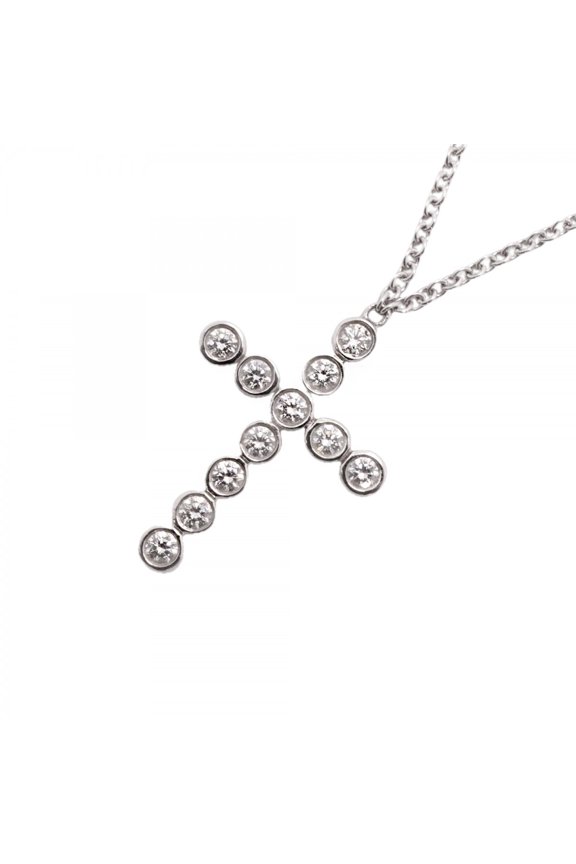 Pre-Owned Tiffany & Co. Jazz Cross Necklace, 11PD (Pt950) Platinum Diamond, Ladies' Necklace