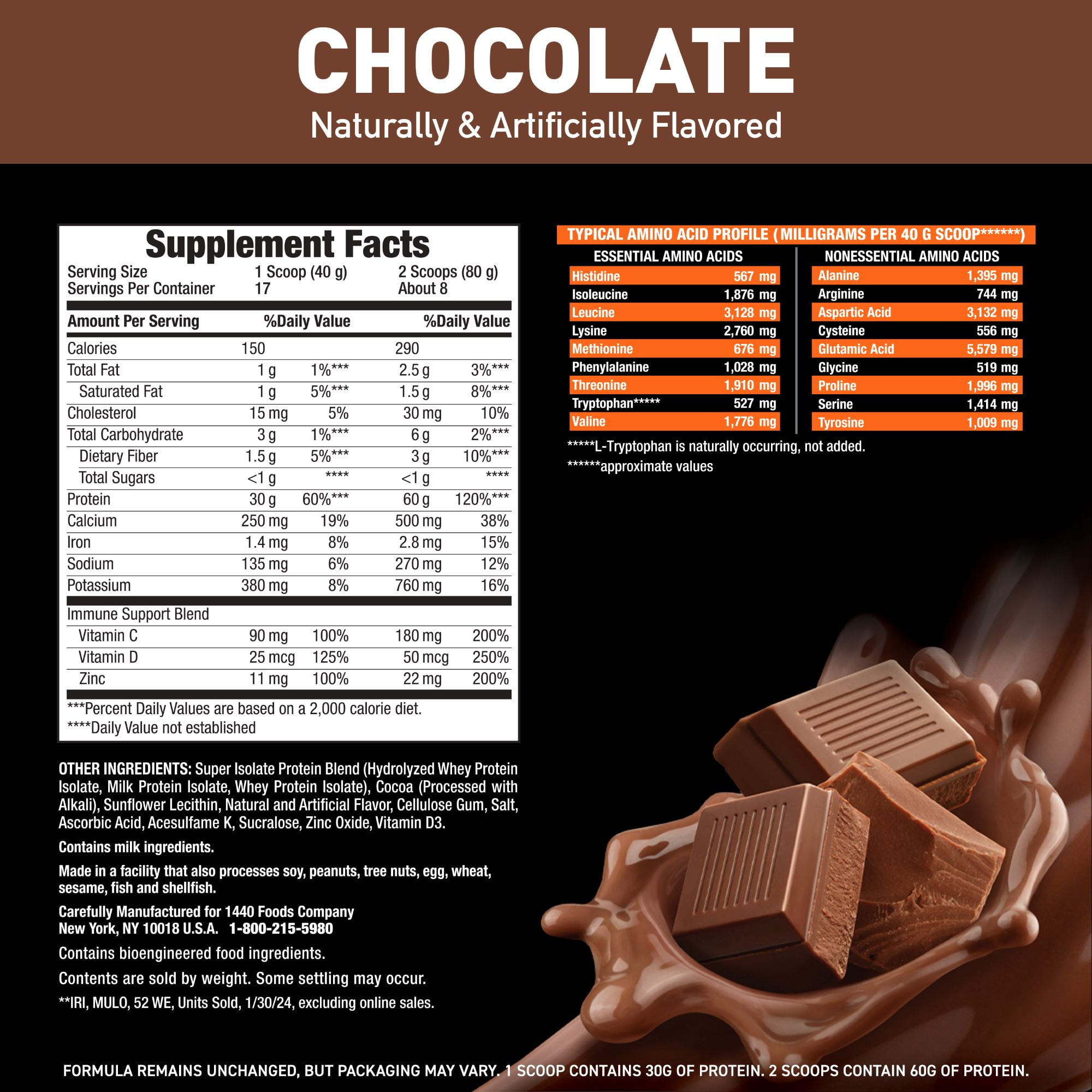 Body Fortress Super Advanced 100% Ultra-filtered Isolate Protein Powder, Chocolate, 60g Protein, 1.5 lbs  (Packaging May Vary)