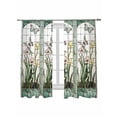 thumbnail image 2 of Sheer Curtains 72 Inches Long, Green Spring Botanical Light Filtering Window Curtains for Living Room/Bedroom, Summer Butterfly Vintage Rod Pocket Voile Sheer Curtain Drapes, 52"W x 72"L, 2 Panels, 2 of 8