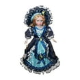 thumbnail image 1 of Muñeca de porcelana en miniatura para casa de muñecas, con traje, cabello rizado, 40 cm Azul oscuro, 1 of 9