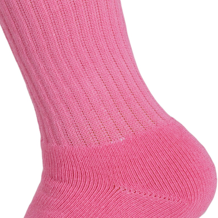 Cotton Crew Socks for Women Pink 3 Pairs Smooth Toe Seam Socks Size 10-13 