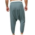 thumbnail image 3 of Diufon Men's Casual Wide Leg Pants Elastic Waist Baggy Solid Color Full Length Cropped Trousers with Pockets, 3 of 6