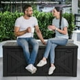 thumbnail image 2 of 120 Gallon Large Outdoor Storage Box with X-Shaped Front, Waterproof Resin Deck Box Cushion Storage Bench for Patio, Pool Supplies, Garden Tools - Lockable, Black, 2 of 6
