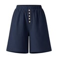thumbnail image 4 of Holzkary Women's Loose Fit High Waist Shorts with Elastic Waistband Button Front Design and Side Pockets Bermuda Shorts for Women Knee Length Shorts Womens Summer Trendy Elastic Waist Shorts XL, 4 of 6