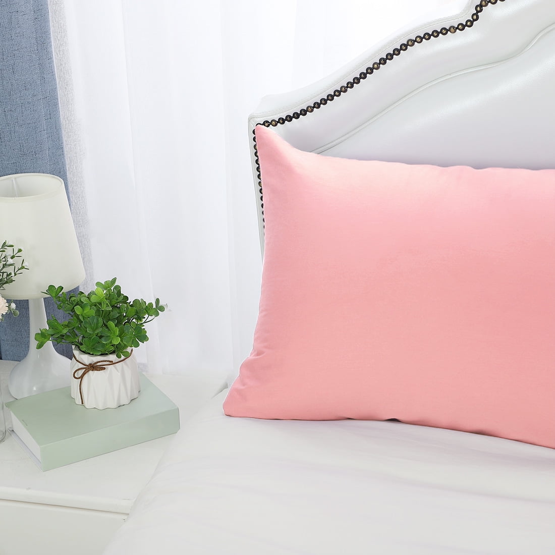 Unique Bargains Pillowcases 2-Piece Egyptian Cotton Pillow Cover Light Pink Standard