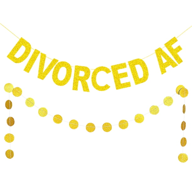 2 unids divorciado AF divorciado party decorativo brillante banners fiesta de fiesta (dorado)