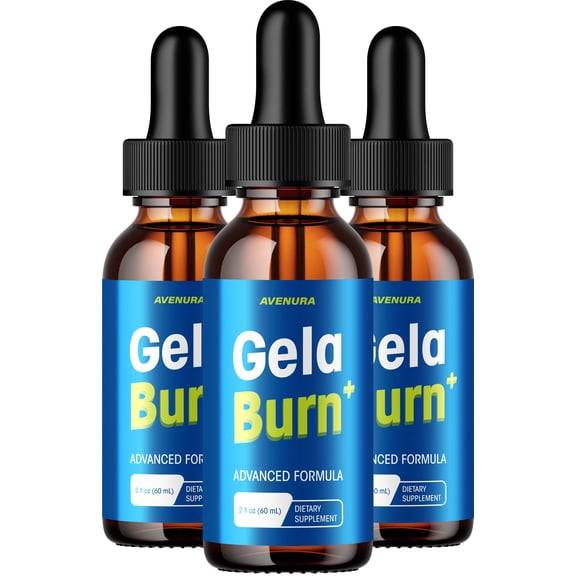 Gela Burn Liquid Drops – GelaBurn Natural Blend Advanced Formula for Active Lifestyle, 3 Pack, 3 Month Supply
