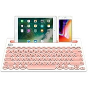 Wireless Keyboard, Dual Channel Multi-Device Universal Cute Wireless Bluetooth Keyboard Portable Slim with 20m Connection Distance for Tablet Smart Phone PC Windows Android iOS Mac (Pink)