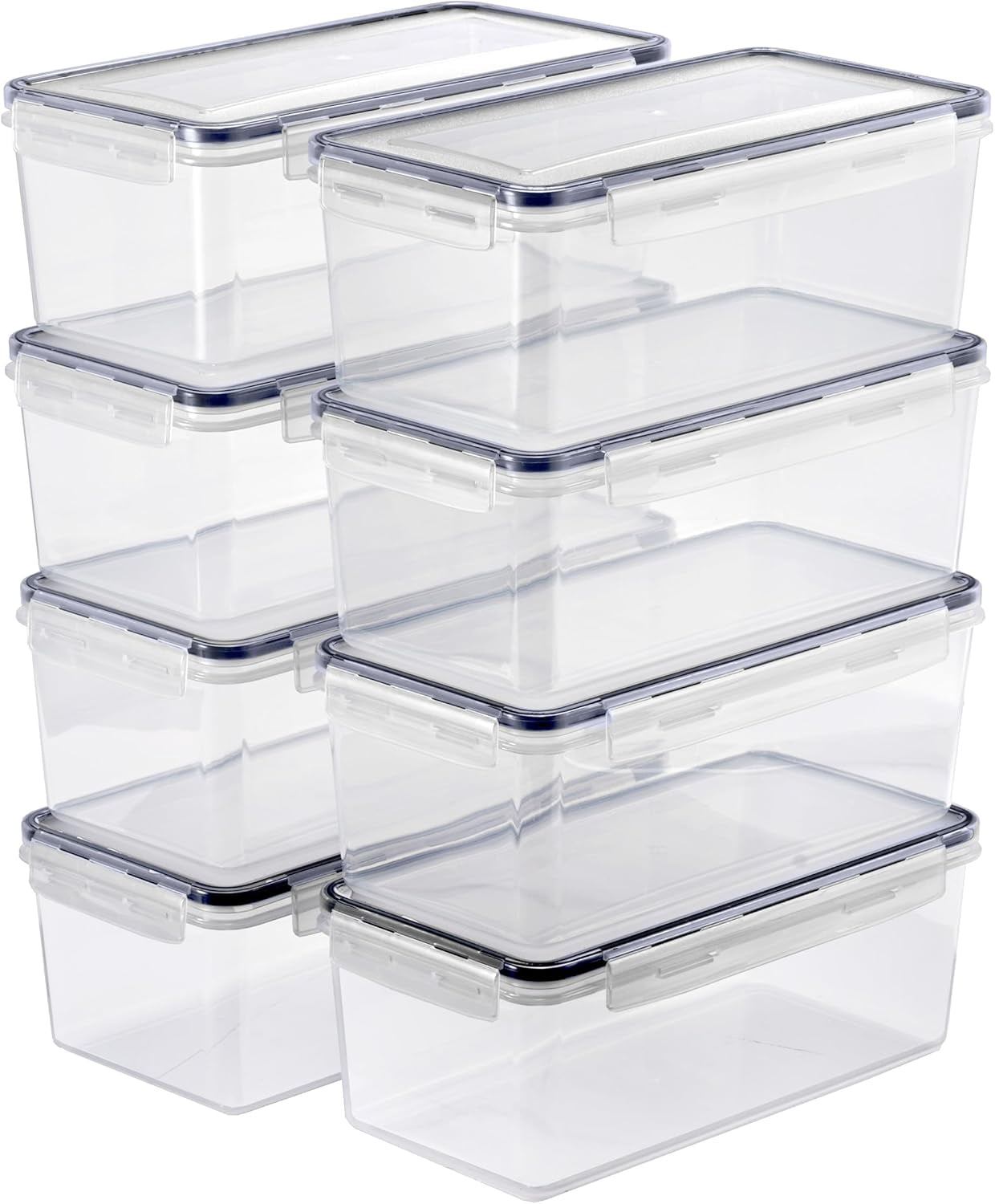 8-Piece Airtight Food Storage Containers -  Plastic Pantry Bins for Cereal Pasta Flour Nuts Candy