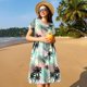 thumbnail image 4 of Easygdp Tropical Summer Palm para Vestido Transpirable de Mujer, Vestido Suelto de Manga Corta con Pliegues y Bolsillos para el Verano, 4 of 6