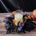 thumbnail image 4 of Halloween Candle Wreath - Black Artificial Flower Ring for Table Candlestick Display | Plastic Simulation Floral Decor | 9.84in Diameter | 1 Pc | Reusable Prop, 4 of 6