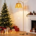 thumbnail image 4 of 67" Arc Floor Lamp for Living Room,Rattan Boho Floor Lamp with Remote Control,3 Color Temperature Dimmable Standing Lamp Tall Pole Lamps for Bedroom,Gold,Bulb Included, 4 of 7