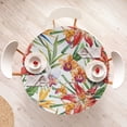 thumbnail image 4 of Ambesonne Tropical Fitted Round Tablecloth, Exotic Lilies Watercolor, 36"- 40" Diameter, Scarlet and Reseda Green, 4 of 5