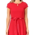 thumbnail image 5 of Women's Casual Solid Flared A Line Swing Dresses Short Sleeve With Belt Trim, 5 of 6