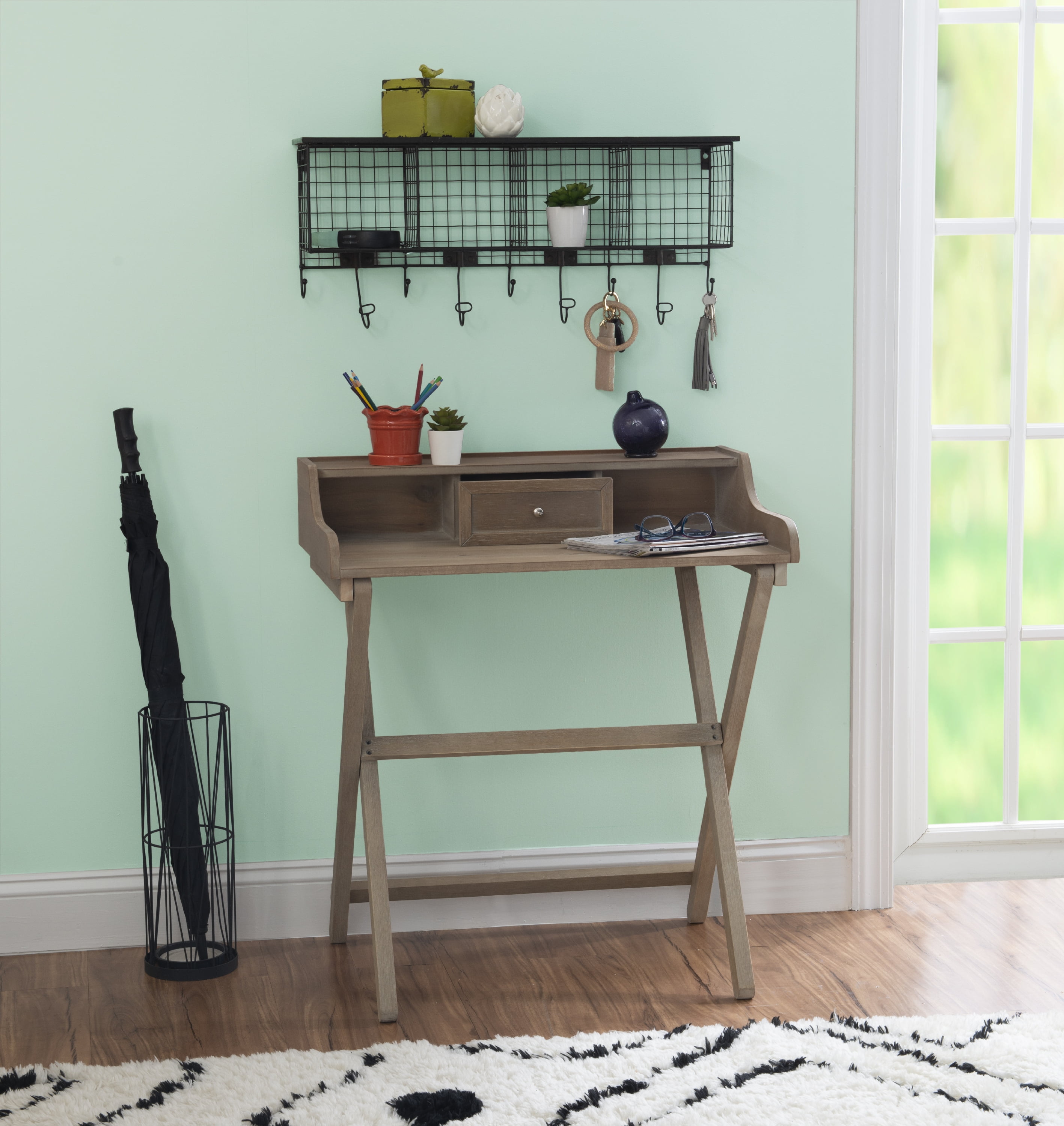 Linon Coy Folding Desk, 34.25" Tall, Rustic Brown Finish