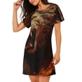 thumbnail image 2 of Balery Cool Flame Lion A Camisón de manga corta con cuello redondo para mujer, cómodo y elegante., 2 of 6