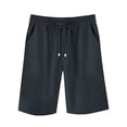 thumbnail image 5 of RYRJJ Cotton Linen Shorts for Women Knee Length Plus Size Summer Casual Beach Elastic Waist Drawstring Comfy Trendy Shorts(Dark Gray,4XL), 5 of 5