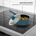 thumbnail image 3 of Prime Cuisine 2 Qt Blue Non-Stick Saucepan with Lid – Induction Cookware, Soft-Touch Handle, Even-Heat Base, Small Pot for Sauce, Soup, Boiling, and Simmering, 3 of 8