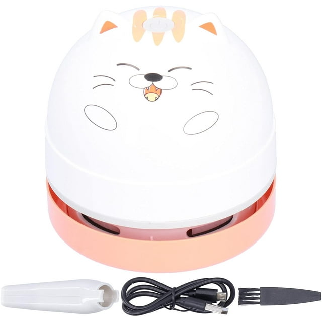 Desktop Vacuum Cleaner, Mini,Cordless & Portable Cute Animal Design Desktop Vacuum Cleaner USB Charging Mini Dust Catcher Upgraded Version of Mini Desk Vacuum Cleaner (Cat)