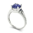 thumbnail image 2 of 1.71 ct Round Cut Simulated Tanzanite Solitaire with Simulated Diamond Accents 14K White Gold Womens Engagement Ring, 2 of 6