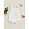 thumbnail image 4 of SUNSIOM Baby Girl Knit Romper Sleeveless Square Neck Letter Print Ruffle Bodysuit Newborn Overalls, 4 of 7
