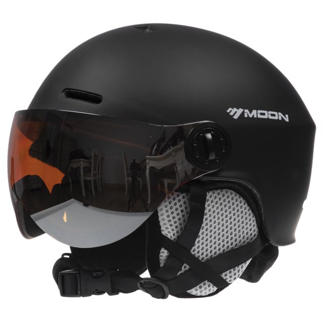 MOON Unisex Detachable Goggle Ski Helmet with Removable Earmuffs - Matte Black, Size M, Durable PC Shell & High-Density EPS Foam for Ultimate Protection and Comfort in Winter Sports.