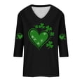 thumbnail image 4 of Odbmxy Women T Shirts V-Neck 3/4 Sleeve St. Patty's Day Womens Tops Plus Size Graphic Black Vacation Soft Casual Loose Shirts, 4 of 4